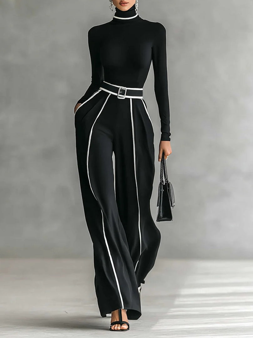 Solana | Set dolcevita a maniche lunghe e pantaloni a gamba larga con cintura