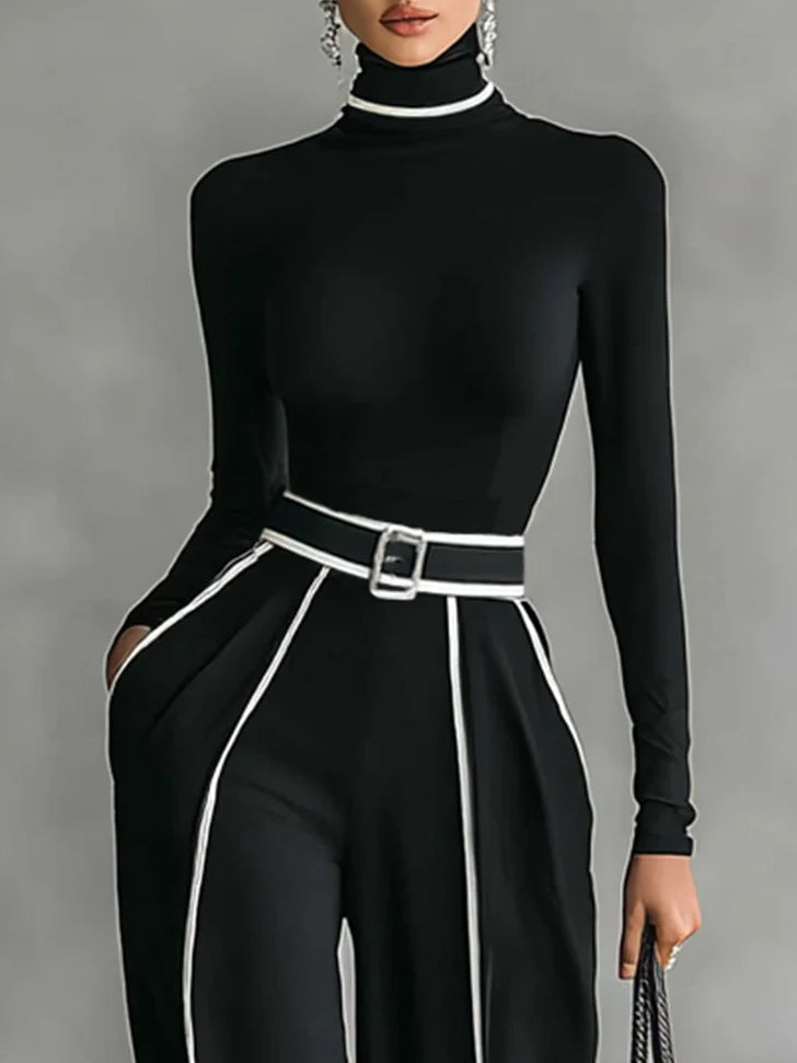 Solana | Set dolcevita a maniche lunghe e pantaloni a gamba larga con cintura