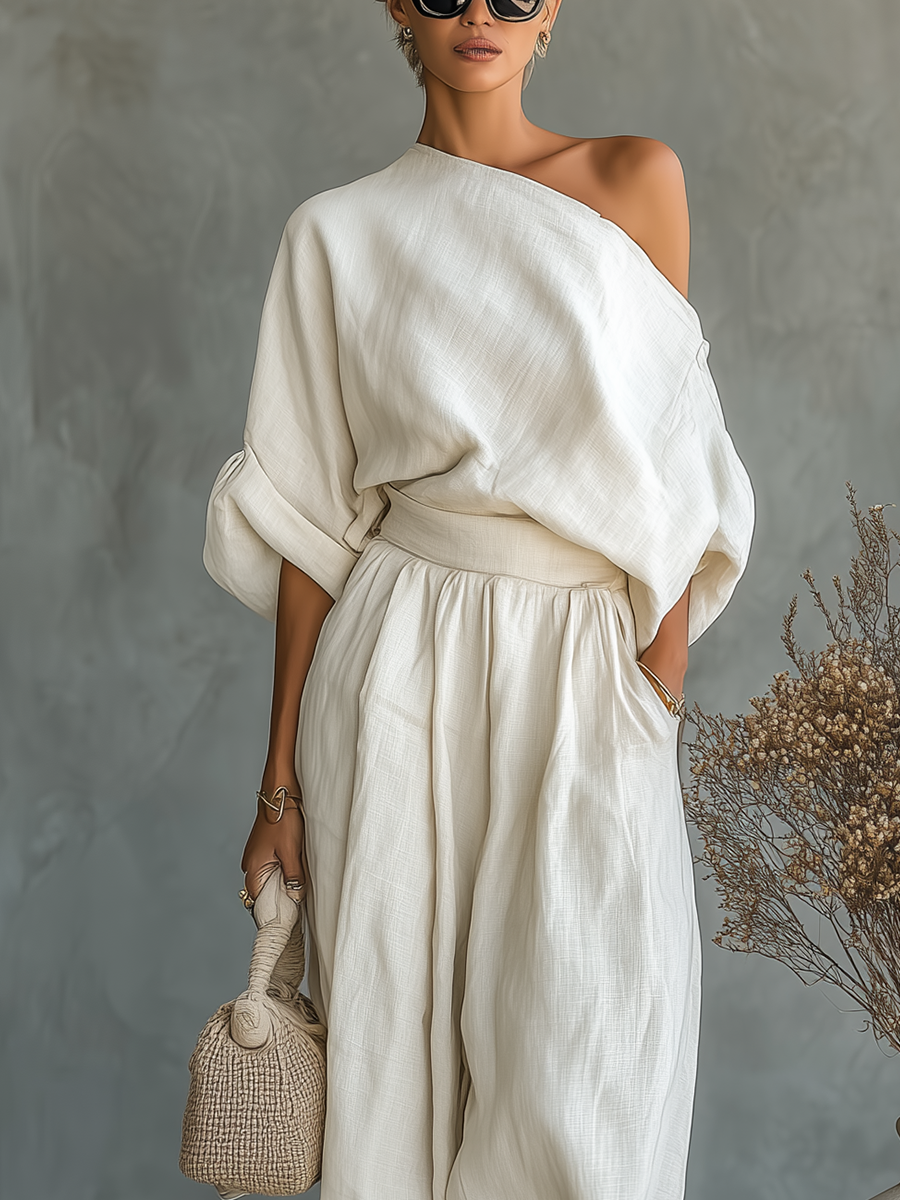 Completo in lino Off-white