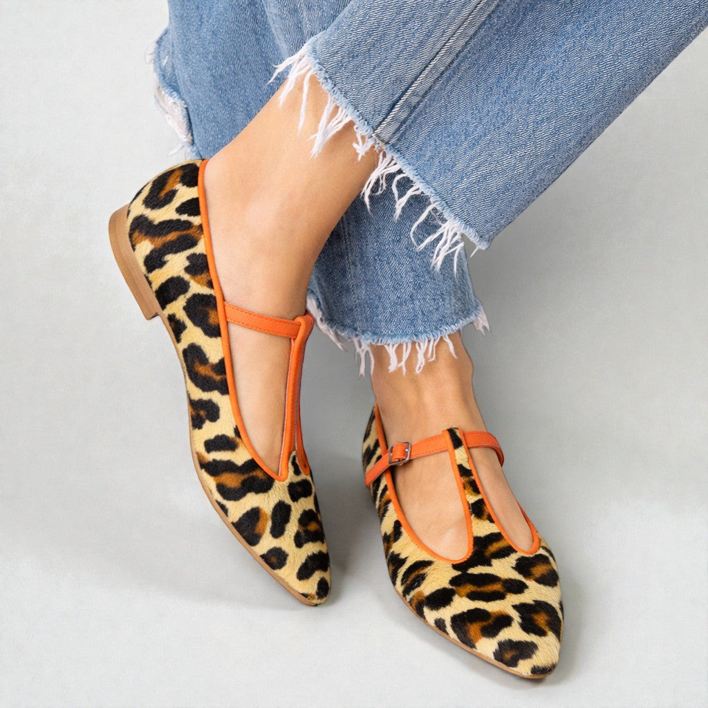 Lulu | Mocassini leopardati con cinturino a T