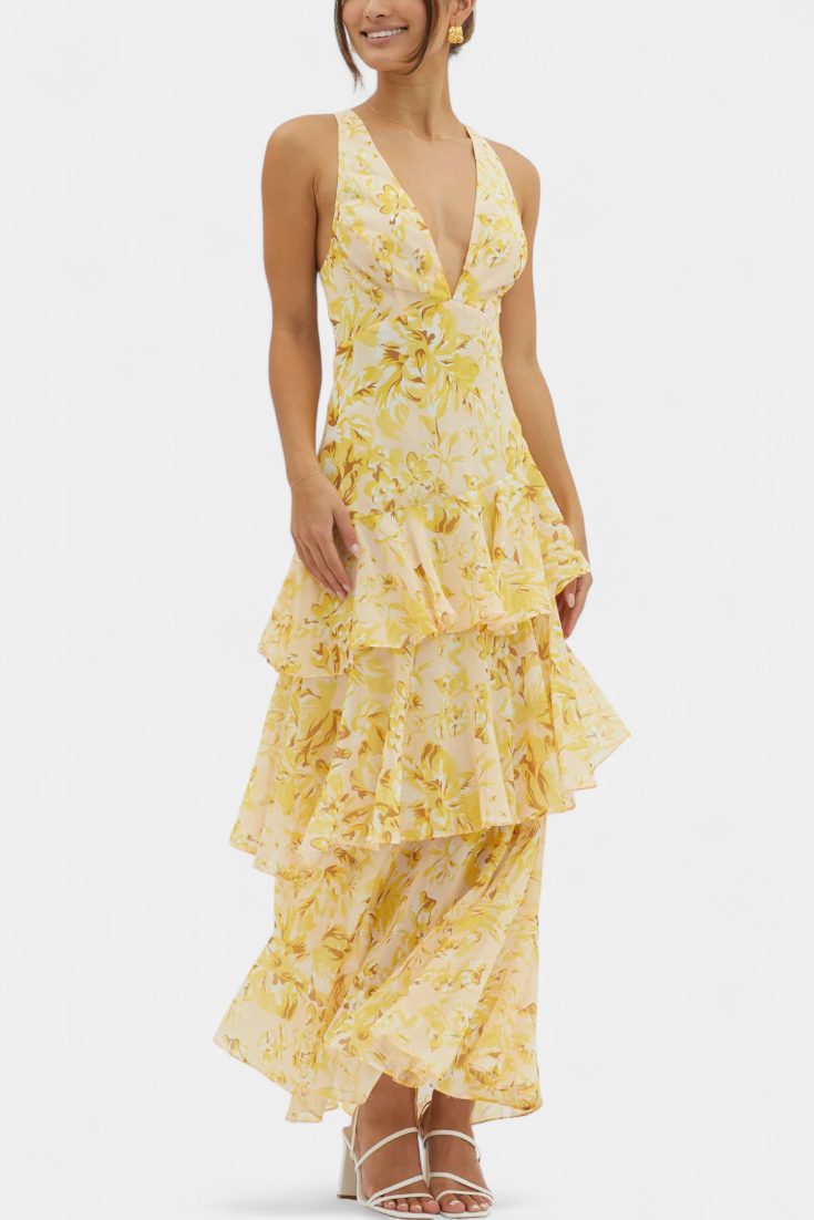 Domenica | Vestito in chiffon scollato a V
