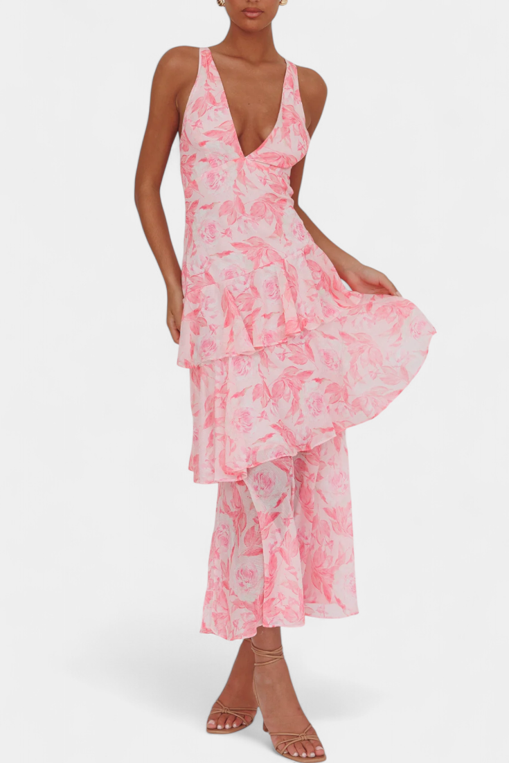Domenica | Vestito in chiffon scollato a V