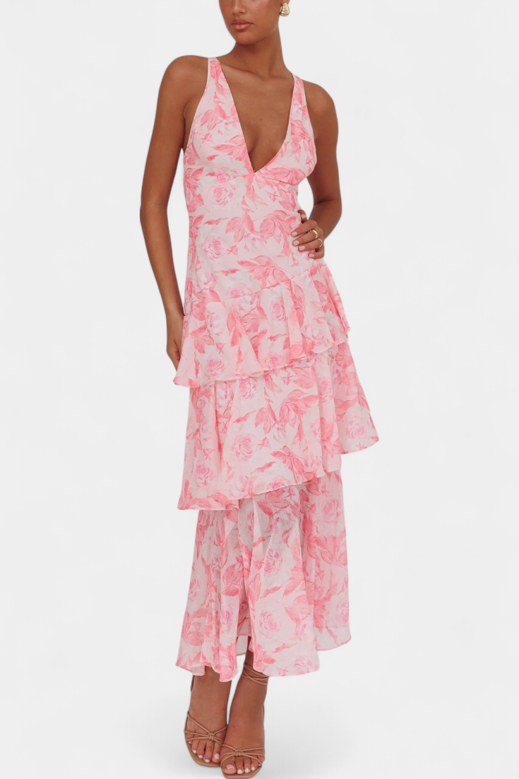 Domenica | Vestito in chiffon scollato a V