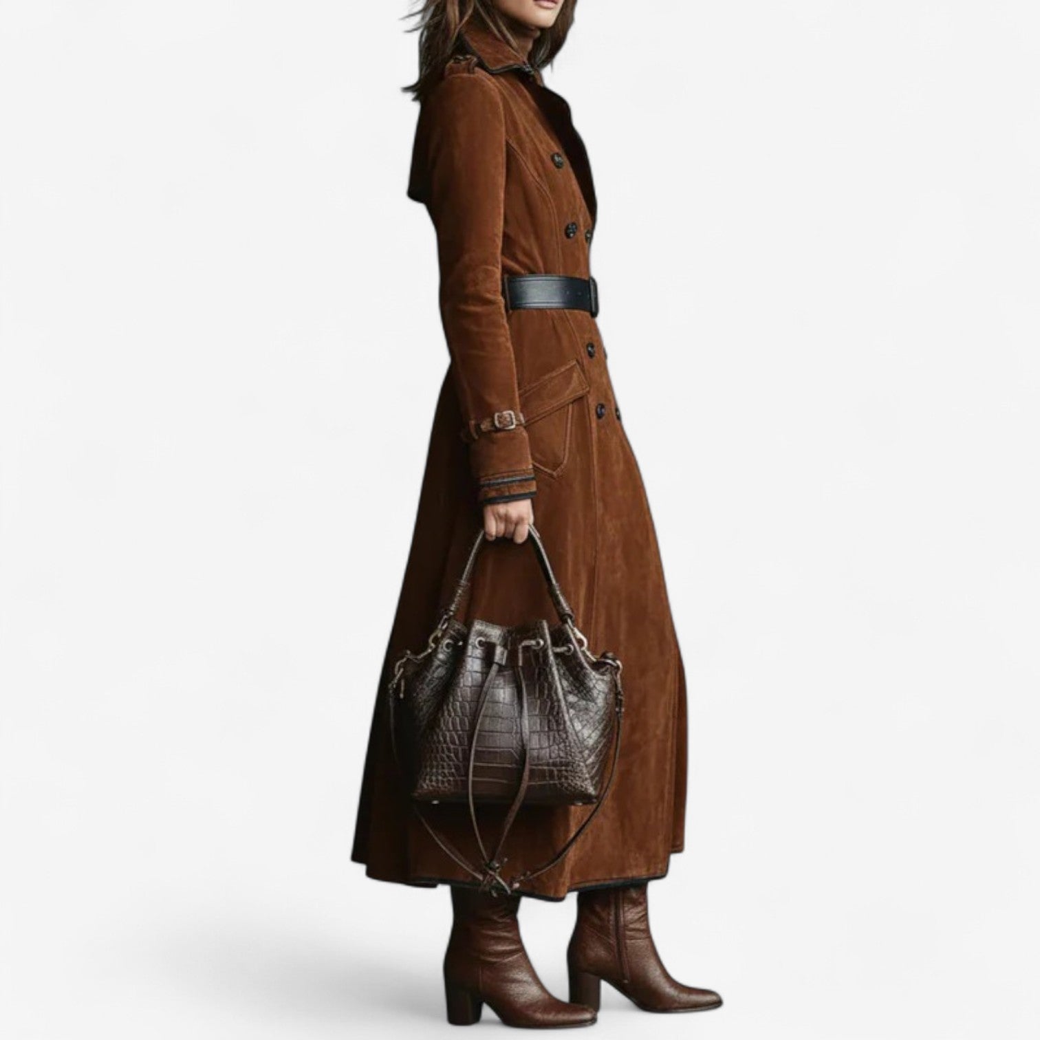 Nathaly™ Trench in camoscio