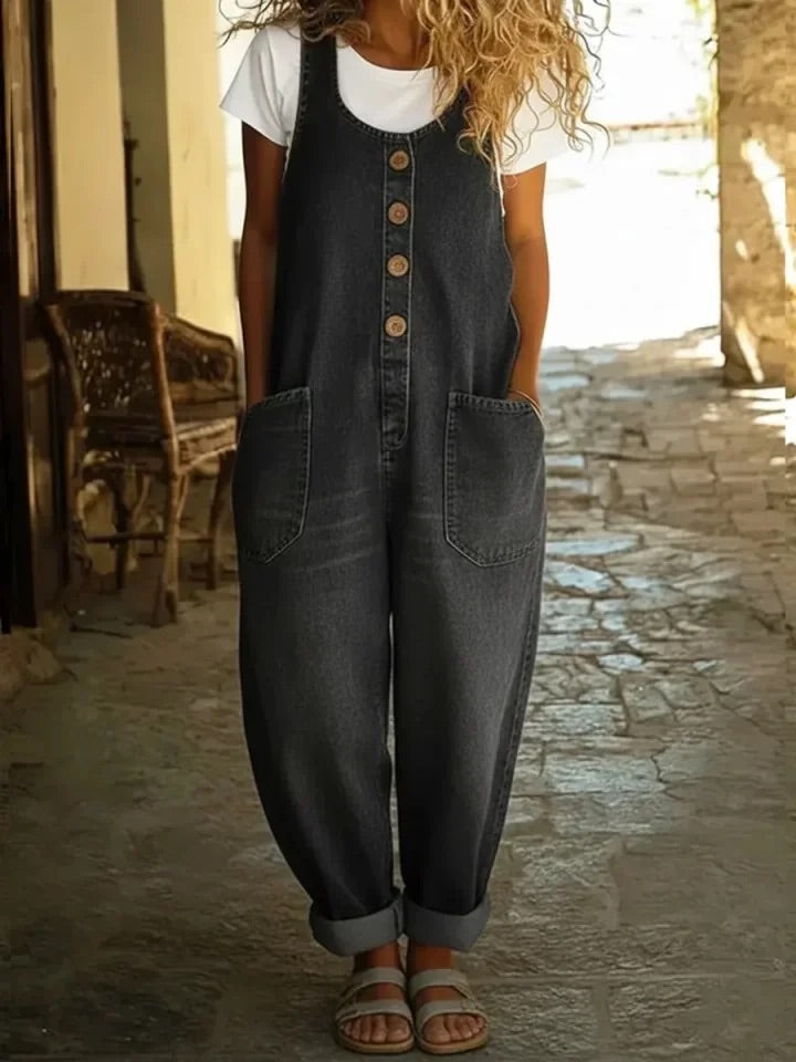 Saylor | Salopette in denim di cotone lavato vintage