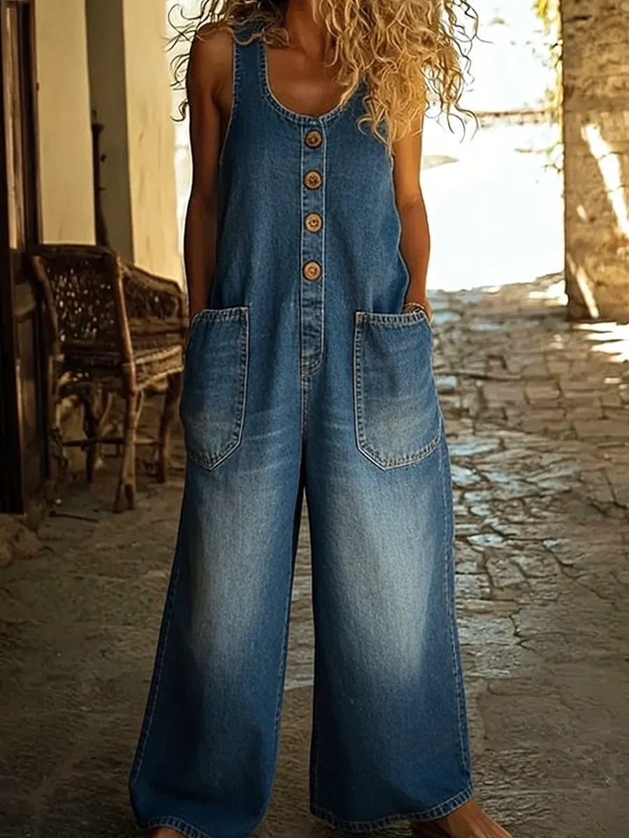 Saylor | Salopette in denim di cotone lavato vintage