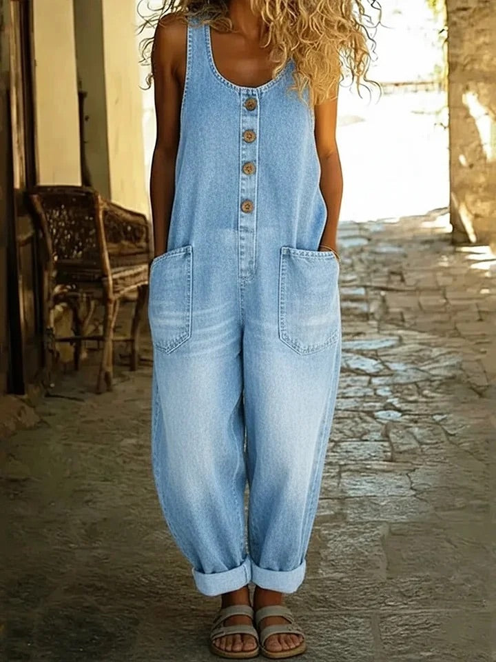 Saylor | Salopette in denim di cotone lavato vintage